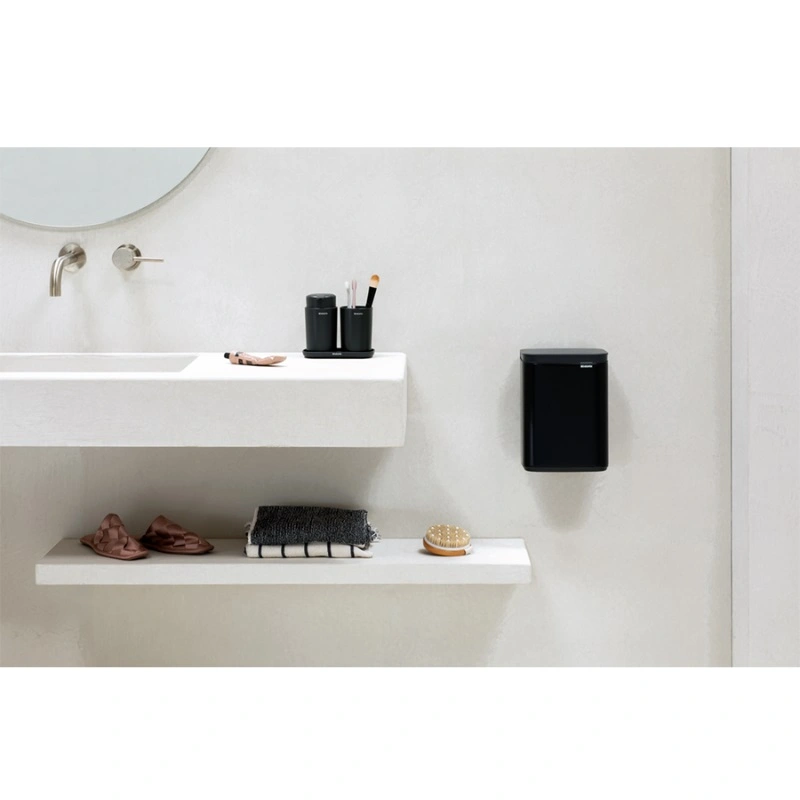 Papperskorg Brabantia Bo 4 l, Matt Svart. Kan väggmonteras