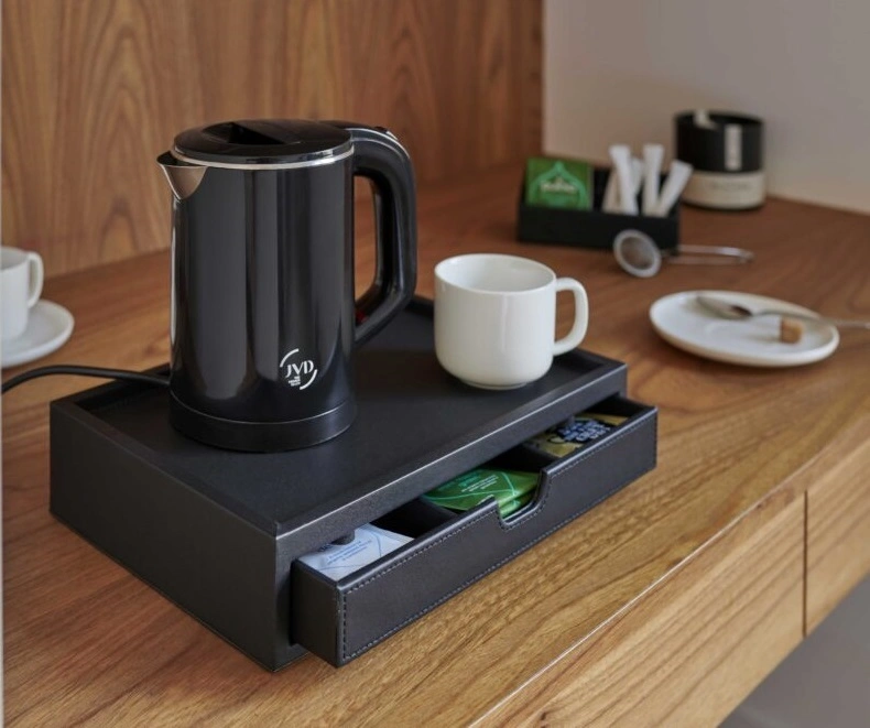 Bricka med lådor PU-läder, 30x20x7 cm Svart